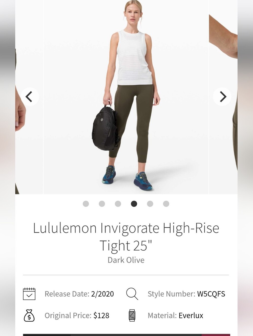 Lululemon Invigirate High-Rise Tight 25" Sz 8 Olive
